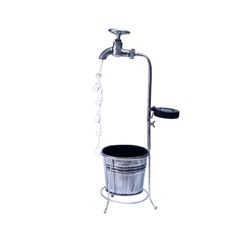 Solar Powered Outdoor Garden Water Faucet Decorative Fountain with Water Flow Effect for Lawn Patio Yard Plant Pot Watering