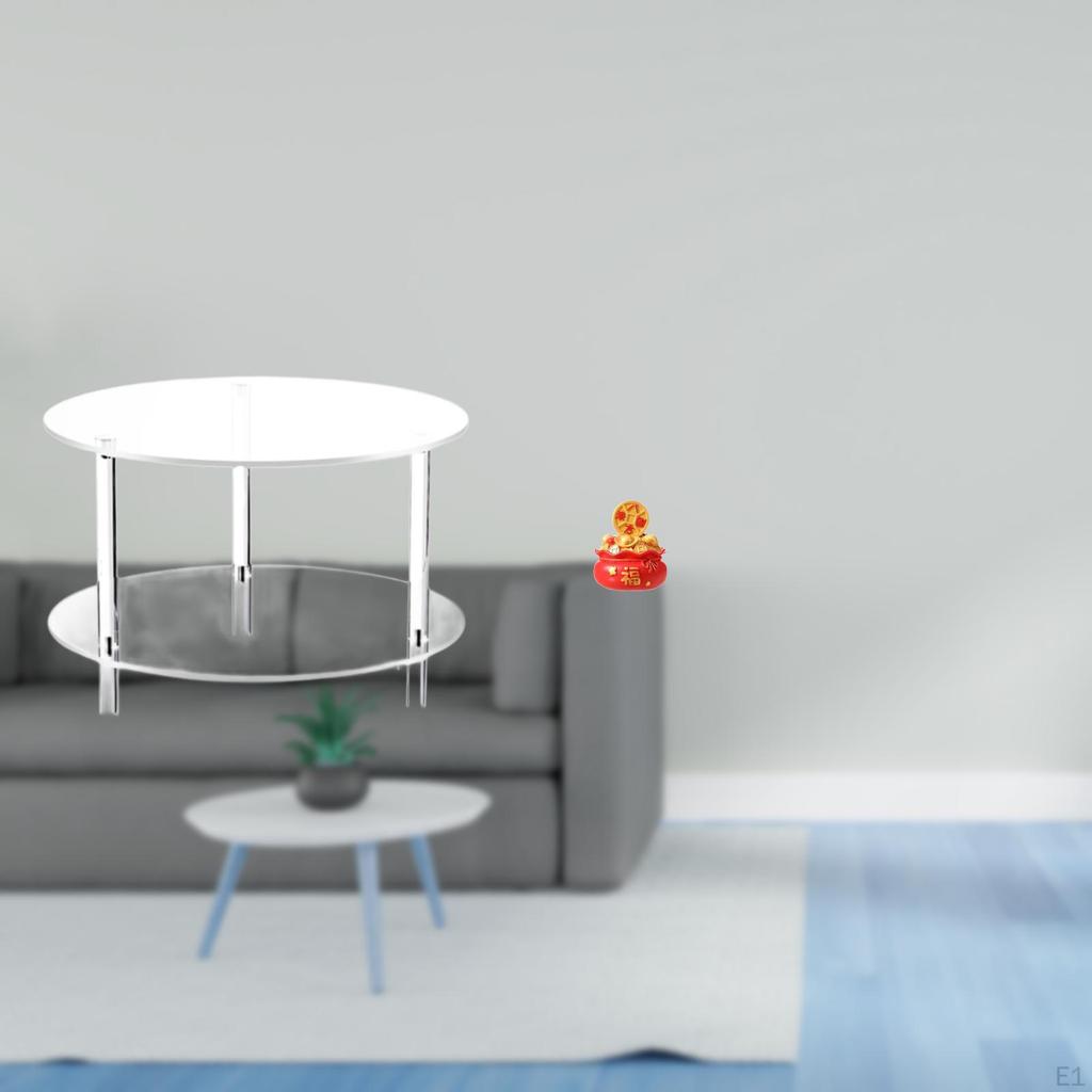 Acrylic Side Table for Living Room with Ornament Compact NightStand Treasure Basin Statue Easy