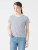 LIFE STORE by BEAMS TEE ORCIVAL Striped Crew Neck BMING S/S T-Shirt, Women's, White/Blue