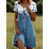 Women's Fashion Flower Pattern Print Summer Spring Short Sleeve O-Neck Casual Dresses