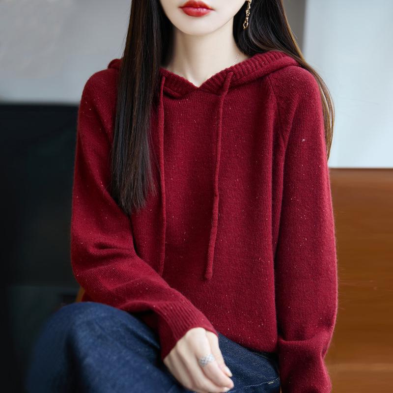 2025 Autumn/Winter Women's Casual Loose Knit Hoodie - Warm, Stylish, and Slimming.