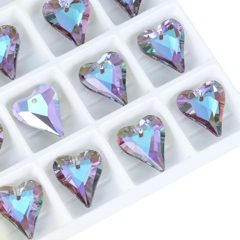 6240 Crystal Wild Heart Charms Glass Austria Loose Beads Pendant Rhinestones for DIY Earring Necklace Jewelry Accessories 12Pcs