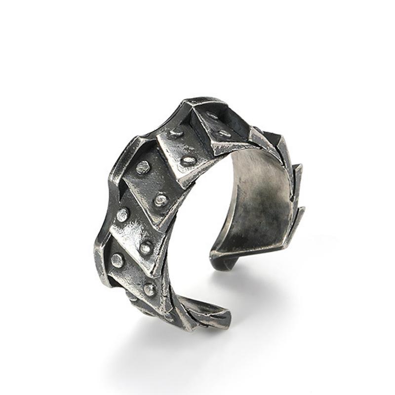 Retro Cyberpunk Gear Armor Ring For Men Antique Punk Gothic Adjustable Ring Handmade Rock Biker Accessories Man Gift