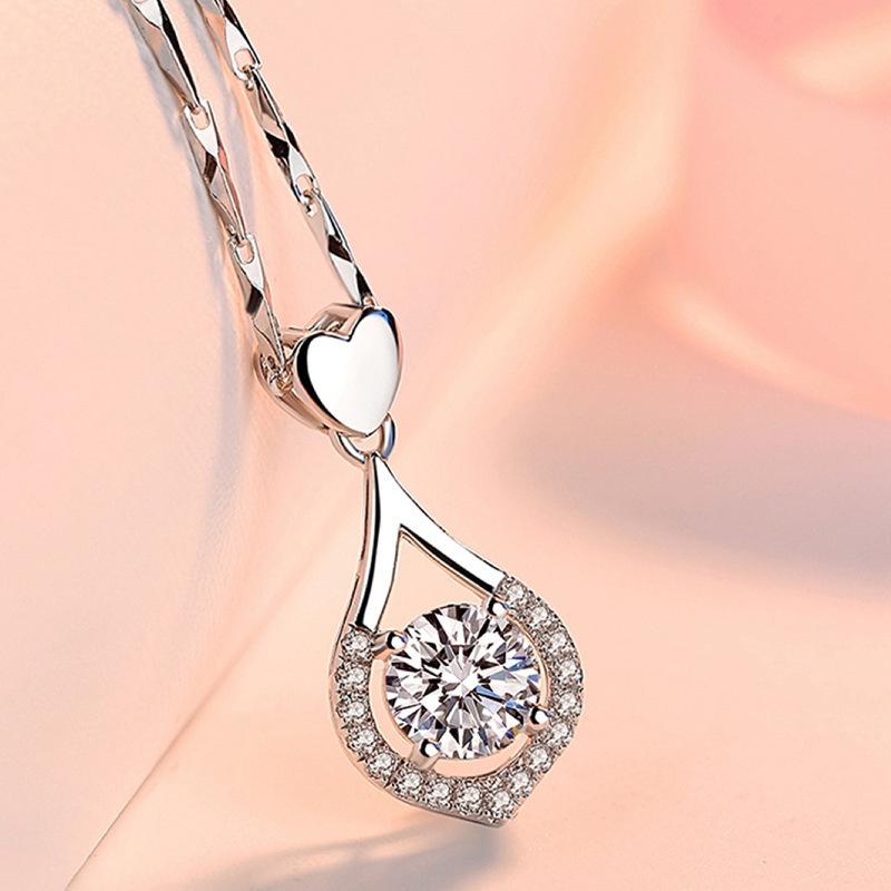 925 Silver Bead Necklace Pendant AAA Zircon For Women Clavicle Chain Necklaces Wedding Party Fashion Jewelry Gift