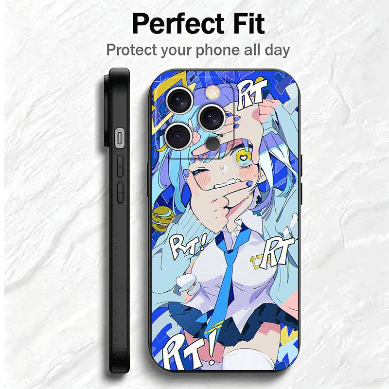 Anime Kwaii Girl Ins Style Soft Phone Case for iPhone 16 16E 17 Air 15 Pro Max 14 Plus 13 Mini 11 12 7 Black Cover Back Shell