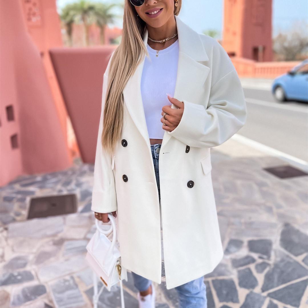 

GMXIA женские винтажные повседневные однотонные куртки и пальто с воротником-поло на осень-зиму с длинным рукавом и принтом XXXL белый