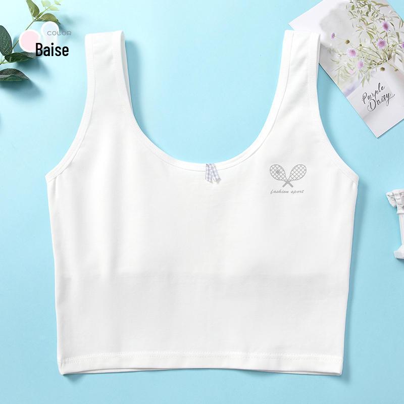 Teen Girls  Pure Cotton Training Bra & Camisole Set White [Wide Strap]