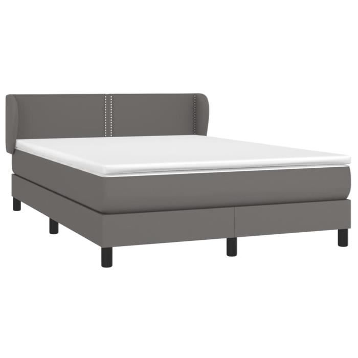 3127257 vidaXL Bed with Box Spring and Mattress Grey 140x200 Cm Faux Leather
