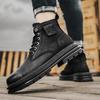 Italian Men Casual Leather  Boots 2024 New Classic Flat Designer Antiskid Ankle Boots Platform Rubber Lace-up Round Toe Boots