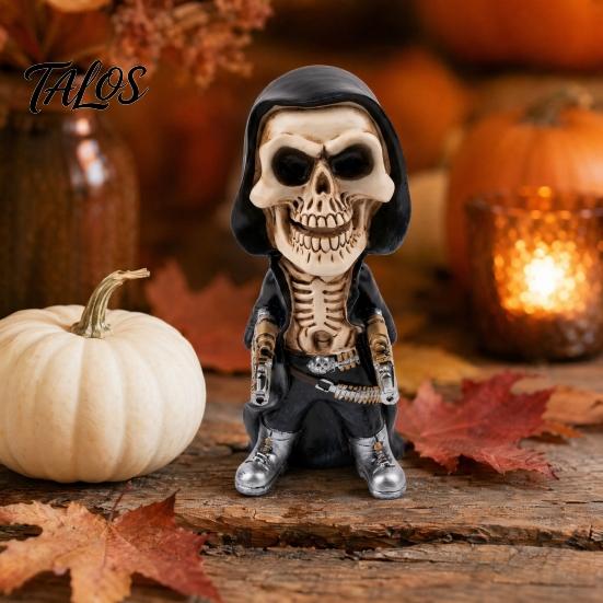 Halloween Skeleton Warrior Sculpture, Resin Art Soldier Figurine Statue Home Decor, Gunner Model Ornaments for Desktop Gaming Room Office Desk,