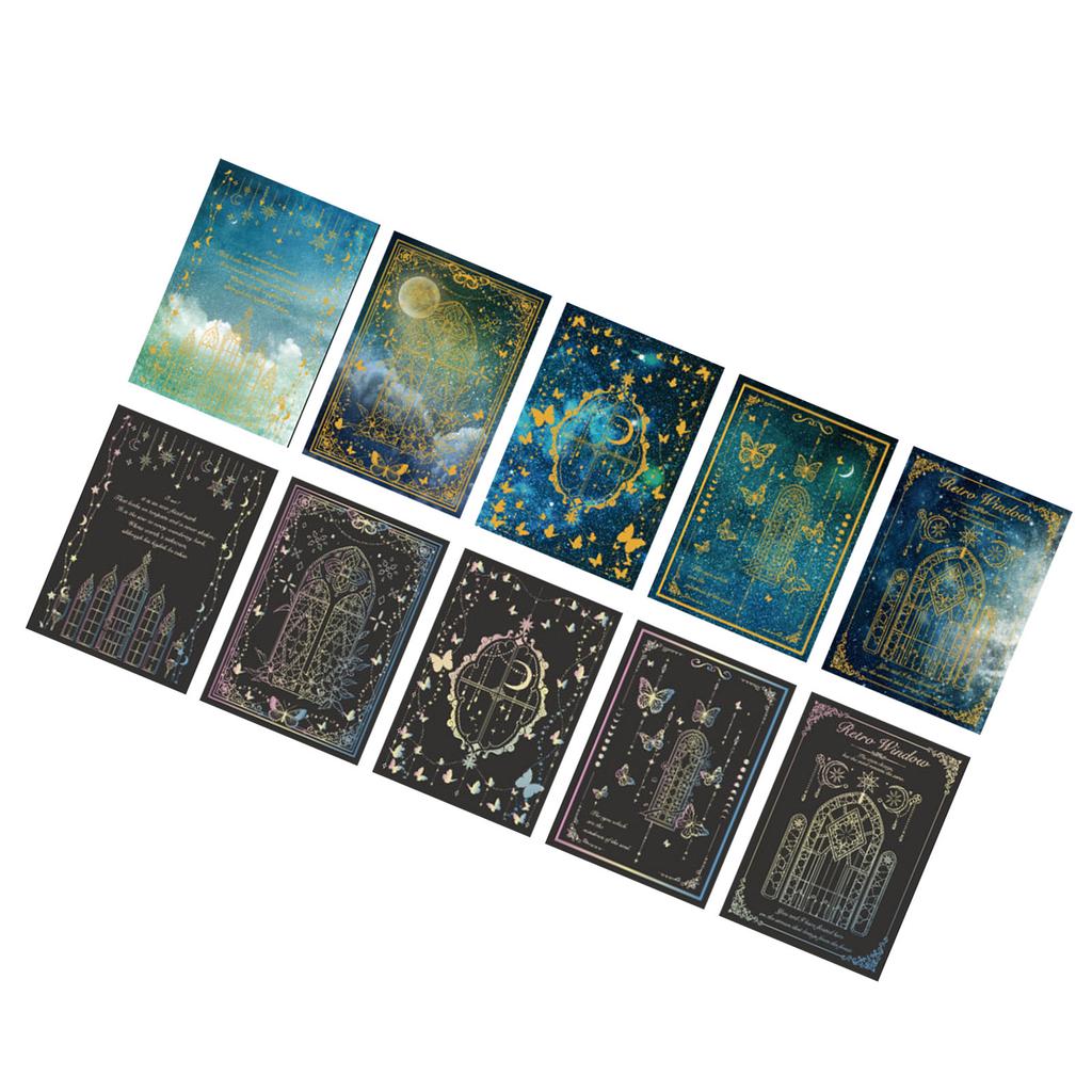 15 Sheets Star Moon Pattern Scrapbooking Paper Laser Decorative Journaling Paper for DIY Cards