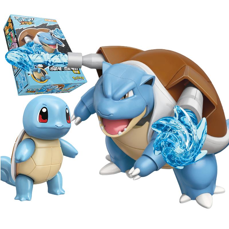 Keeppley Pokemon Battle Building Blocks Lucario Charizard Mewtwo Blastoise Greninja Assembly 3D Model Mini Brick Figure Toys