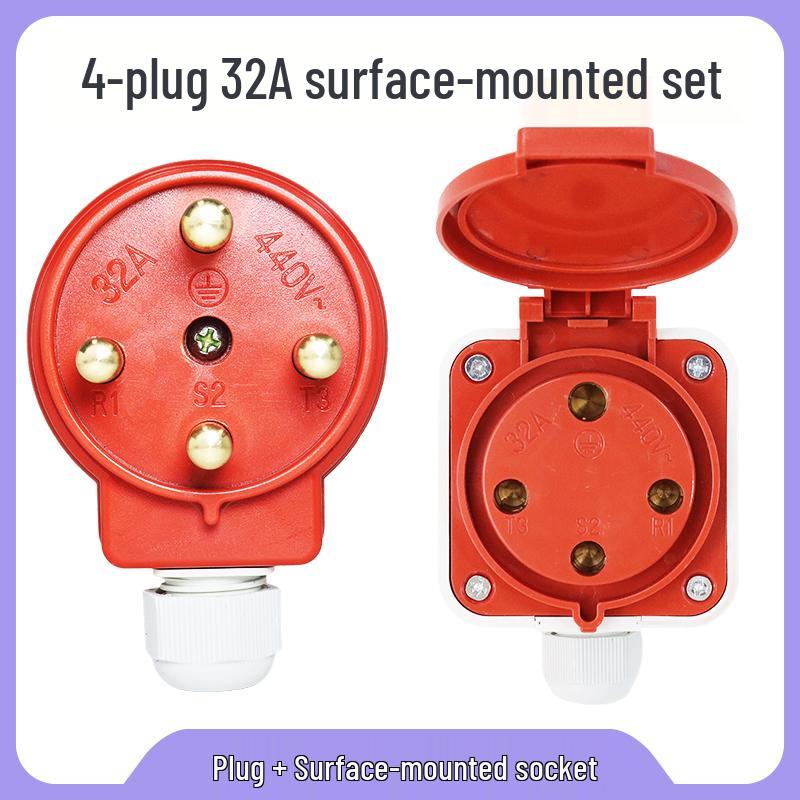 Explosion-Proof 3-Pin 5-Hole 380V Outdoor Horizontal Industrial Socket & Waterproof Plug