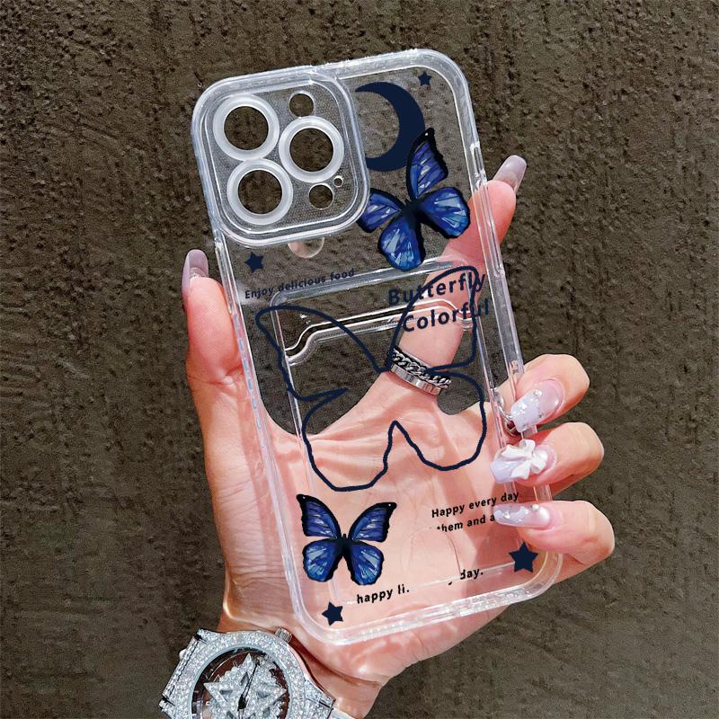 Card Slot Holder Silicone Wallet Pocket Case For Oppo A38 A58 A60 A78 Infinix Note 30 Samsung A06 A16 A36 A56 Redmi Note 13 Cover Clear Phone Bumper