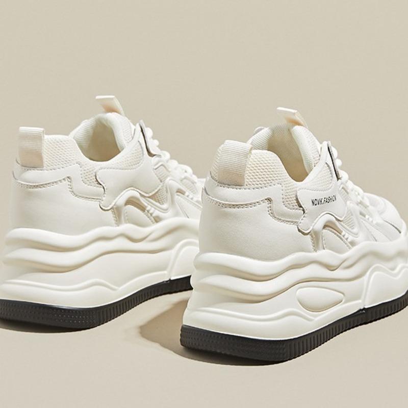 Women's shoes spring and summer spot casual mesh breathable sports shoes heightening fashionable round head thick sole white shoes