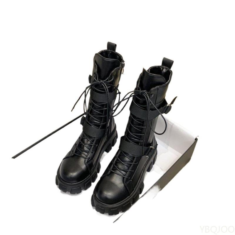 Fashionable High top shoes women's autumn new round toe shoes thick soled height increasing casual comfortable women boots