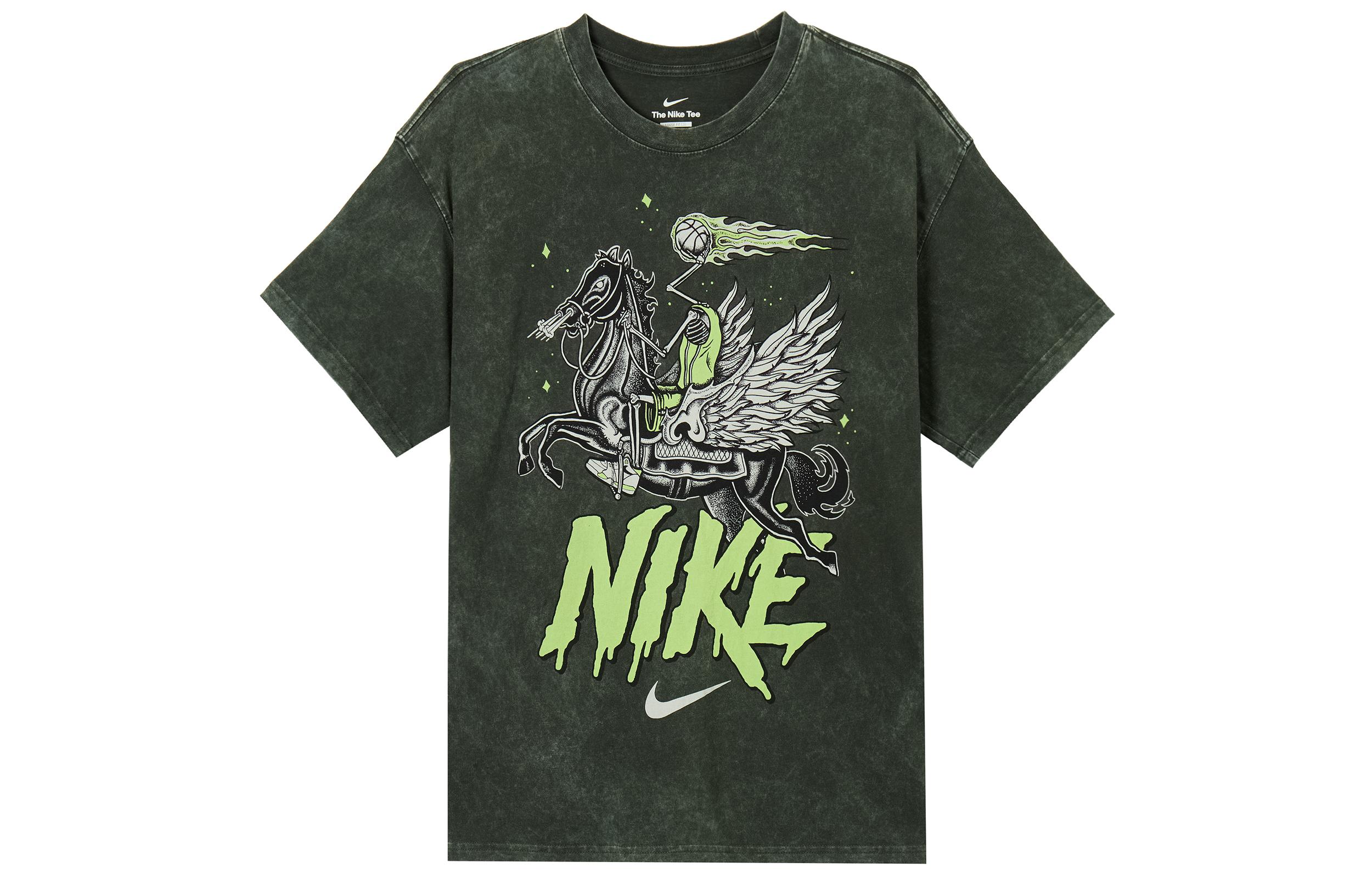 Nike T Shirts Men s Sequoia Red Crew Neck Moderate Straight Fit HF6200-355 S