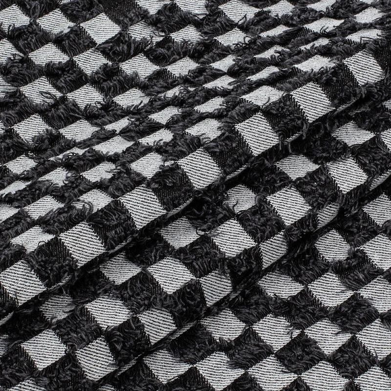 100x145cm Jacquard Denim Checkerboard TasselFabric Hand Wash DIY Bag Coat Clothing Designer Fabric Sewing Cotton Denim Fabric