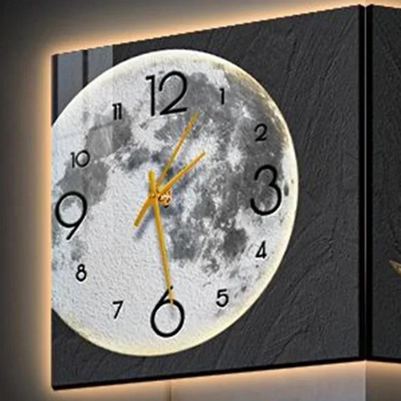 Corner Wall Clock with Light Living Room Digital Watch Mural Wall Clocks Luxury Design Large Pendulum Double-sided Room Decor