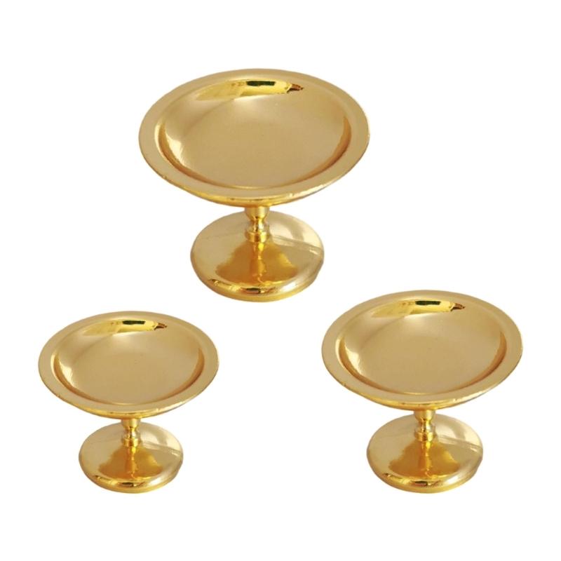 

Alloy Pack of 3 Mini Dessert Rack For Dollhouses Party Scene Child Safe Smooth Surfaces Easy Cleaning золотий