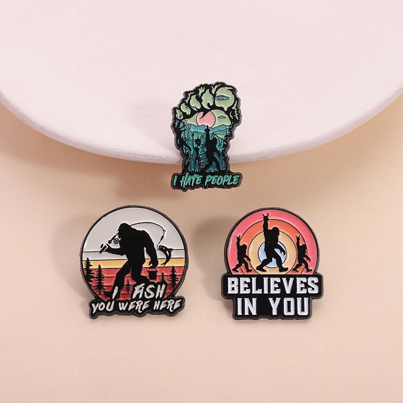 Bigfoot Believe In You Enamel Pin Cryptid Quest Sasquatch I Hate People Brooches Lapel Badge Fashion Jewelry Gifts for Friends