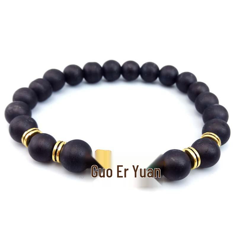 Volcanic Lava Stone  Metal Dumbbell Versatile 8mm Prayer Beads Bracelet