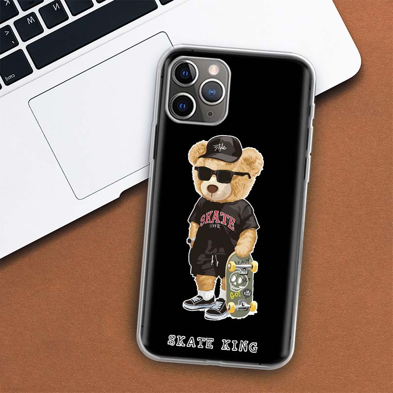 Fashion Brand Bear Phone Case For iPhone 11 12 13 Mini 14 15 Plus 17 Air 16 Pro Max 16E 7 8 SE 2020 Customized Print Cover For A