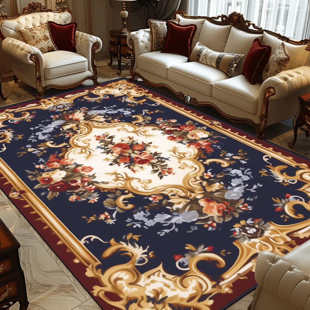 European Retro Decoration Home Rugs Living Room Flower Large Carpets Hall Sofa Chair Area Mats Room Decor Doorway Hallway Carpet