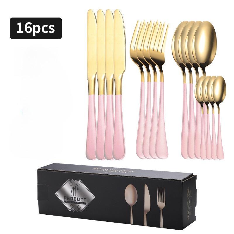 1010 Knives Forks and Spoons Tableware 16-piece Set Western Food Simple Steak Knives Forks and Spoons Gift Box Set