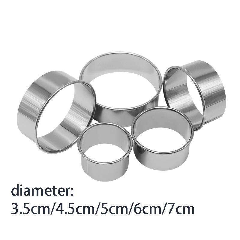 

5 шт. Круглая форма для печенья из нержавеющей стали, форма для резки теста для пельменей, инструменты для выпечки печенья, пирожных и тортов, кухонный гаджет для выпечки