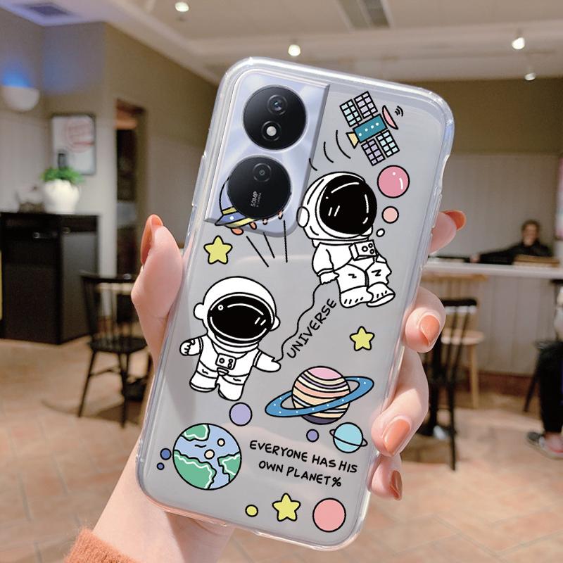 Phone Case For Honor X7b 4G 5G Case Silicone Flowers Cute Cat Bumper Coque For HonorX7B X 7B Cover Protective Soft Clear Shell