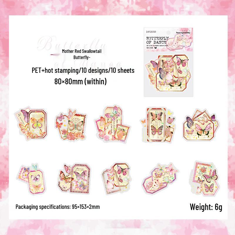 Beautiful Day Butterfly Stickers: Graceful Flying Designs, Hot Stamped for Journals & Collages, 6 Styles.