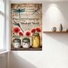 Vintage 'Wonderful World' Nature & Music Tin Sign, Dragonflies Poppies Mason Jars, Rustic Whimsical Wall Art for Home Bar Cafe M