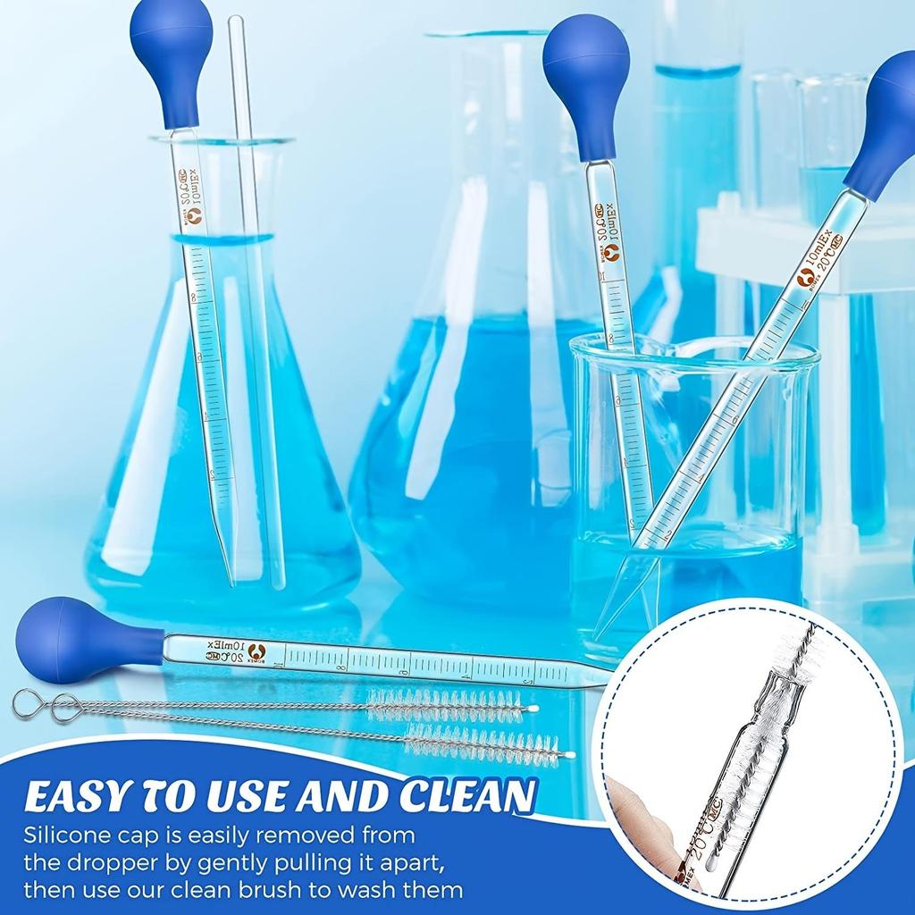 1PC Glass Graduated Droppers Lab Pipettes Dropper Glass Liquid Pipette With Big Rubber Hats 10ml Glass Stir Rod