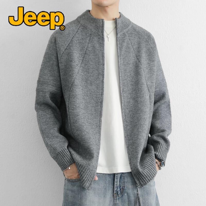 JEEP Men's Stand-Collar Knit Zip-Up Cardigan Jacket