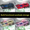 Sunshade Storage Bag Pu Leather Multi-Pocket Net Zipper Car Sun Visor Organizer Sunglasses Holder For Car Interior Accessories