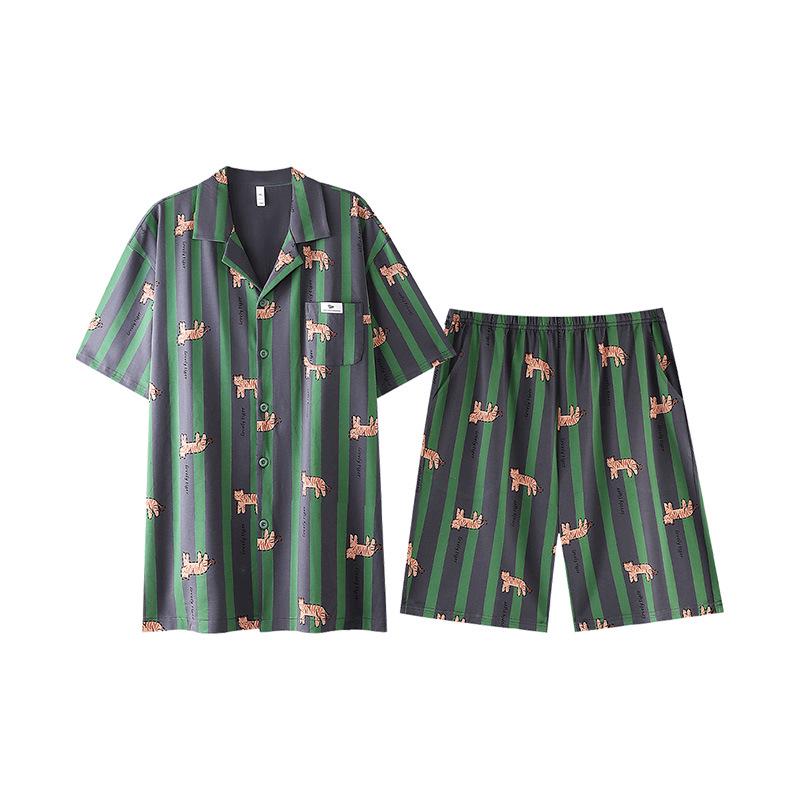 Antibacterial Xinjiang Cotton Cartoon Couple s Short-Sleeve Pajamas - Men s and Women s Pure Cotton Loungewear L