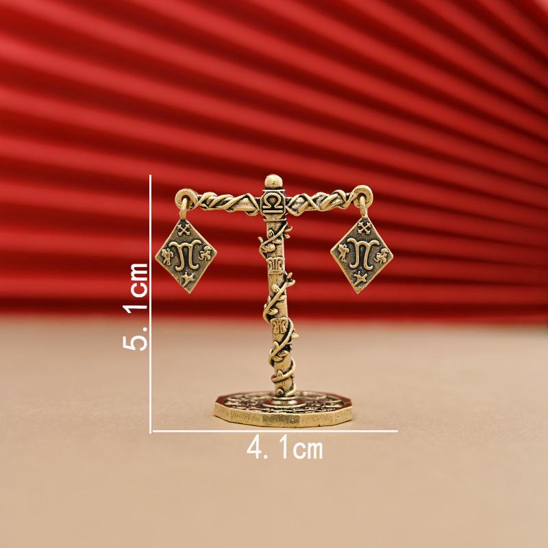 Vintage Brass 12 Constellation Figurines Handcrafted Durable Ornament for Desk Shelf Bedroom Decor Unique Birthday Gift
