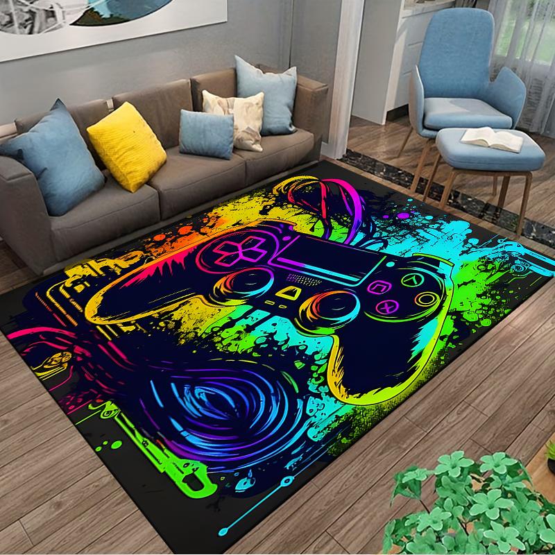 Colorful Game Controller Rug for Gamers Suitable for Use As an Anti-slip Game Mat for Living Room and Bedroom Sofas