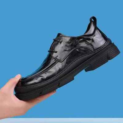 Leather Shoes Men's 2025 New Men's Shoes Leather Trend Versatile Business Casual Shoes Men's Platform Single Shoes