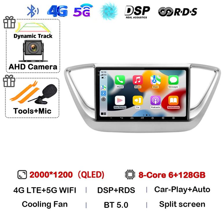 Android 14 Carplay WIFI+4G Car Radio For Hyundai Solaris 2 Verna 2016-2020 Multimedia Video Navigation Player Auto Autoraido GPS