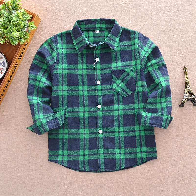 Spring 2025 Boys' Long Sleeve Plaid Korean Style Casual Shirt for Inner and Outer Wear