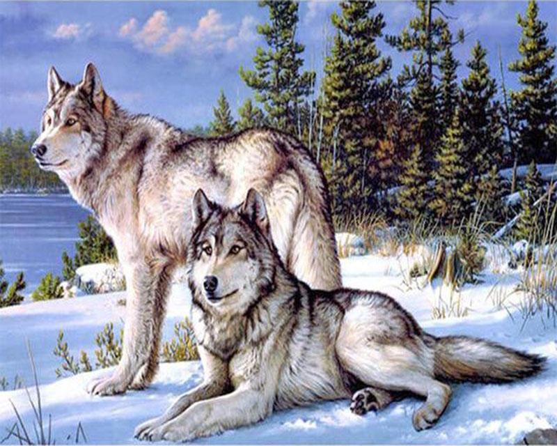 5D DIY Diamond Painting Animal Wolf Full Square/Round Diamond Embroidery Cross Stitch Mosaic Handmade Gift