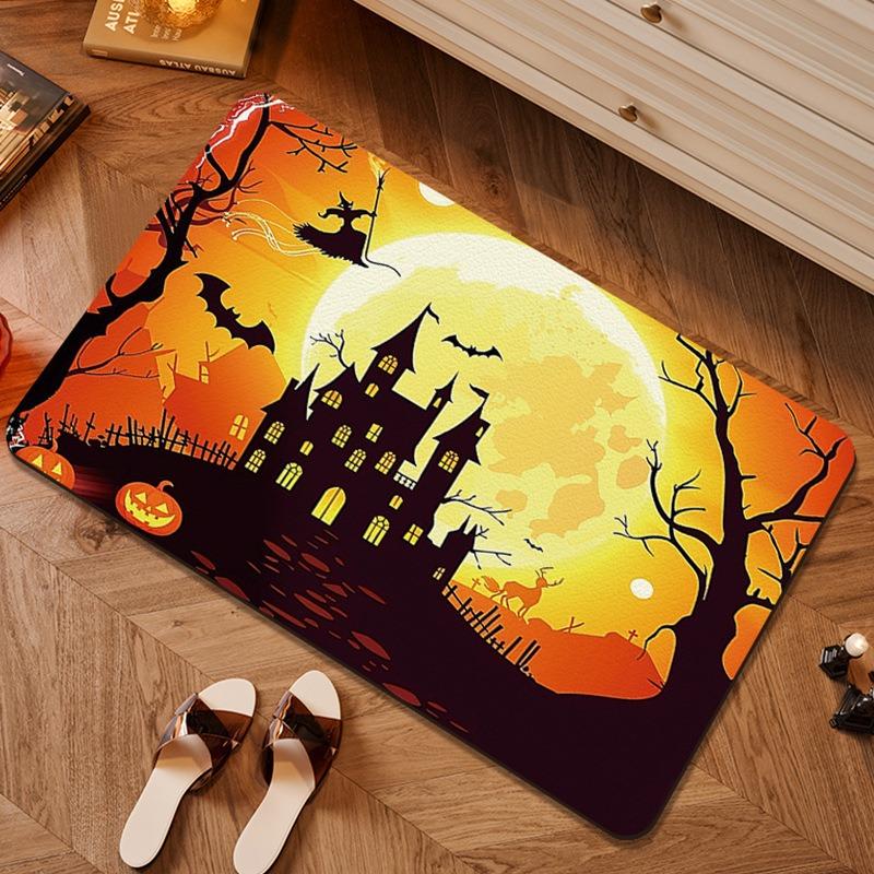 

Halloween Castle Moon Carpet Non Slip Rug for Living Room Bedroom Kitchen Entrance Door Mat Home Decor 50x80cm