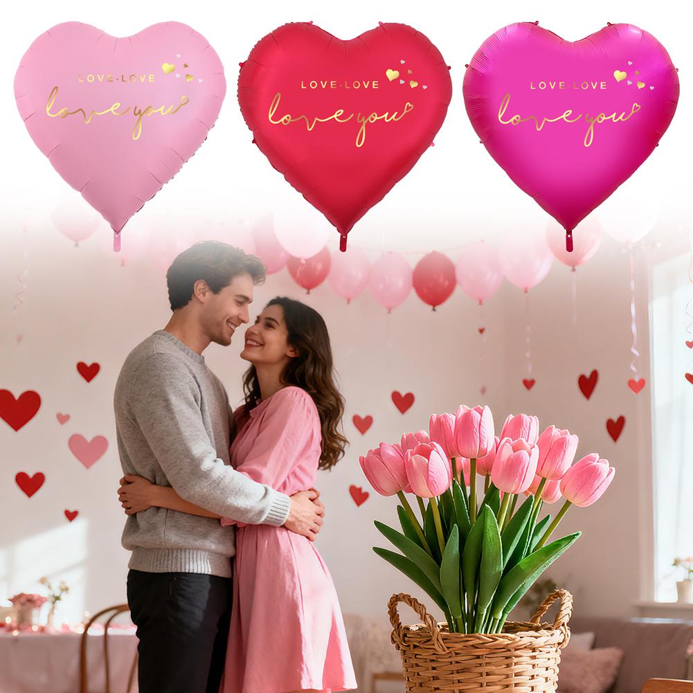 Giant Heart Shaped Aluminum Foil Balloon Oversized Love You Wedding Valentine Party Decoration Romantic Backdrop Proposal Decor