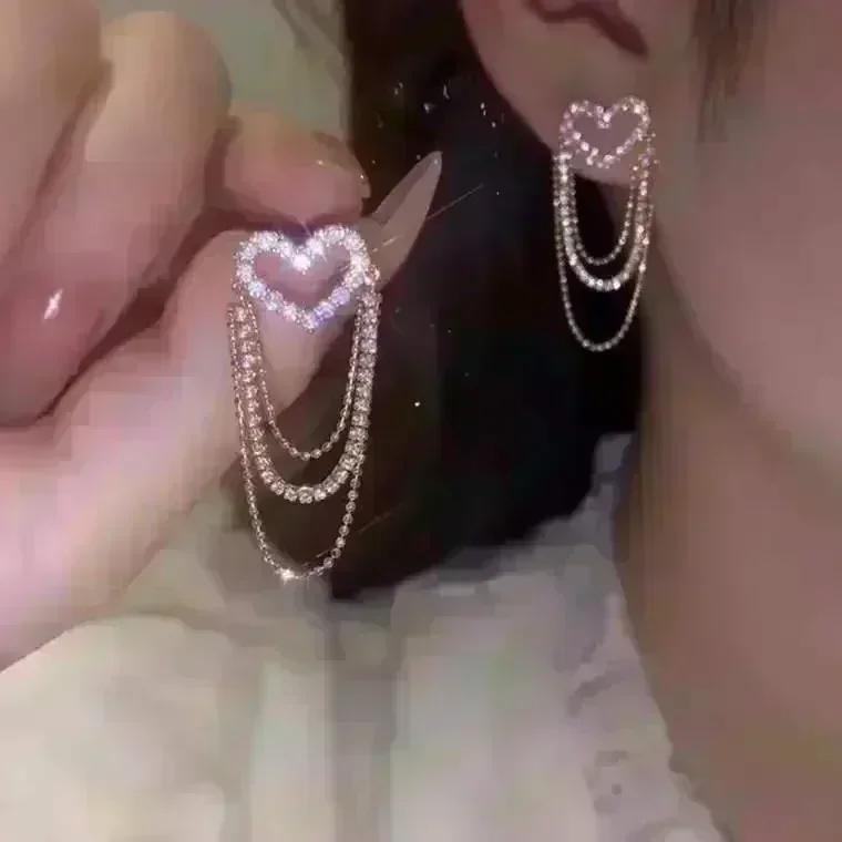 Geometric Square White Crystal Pendant Earrings For Women Fashionable Personalized Daily Accessory Party Jewelry Birthday Gifts