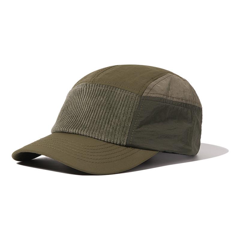 

5 Panel Street Style Workwear Baseball Cap Color Block Corduroy UV Protection Adjustable Unisex Sun Hat for Casual Outdoor Wear зелёный