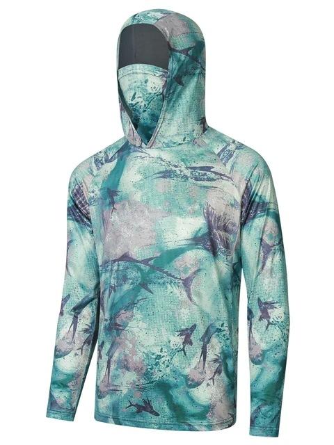Offshore fishing shirt Men's sun protection long sleeve fishing suit UV protection mask hooded fishing suit