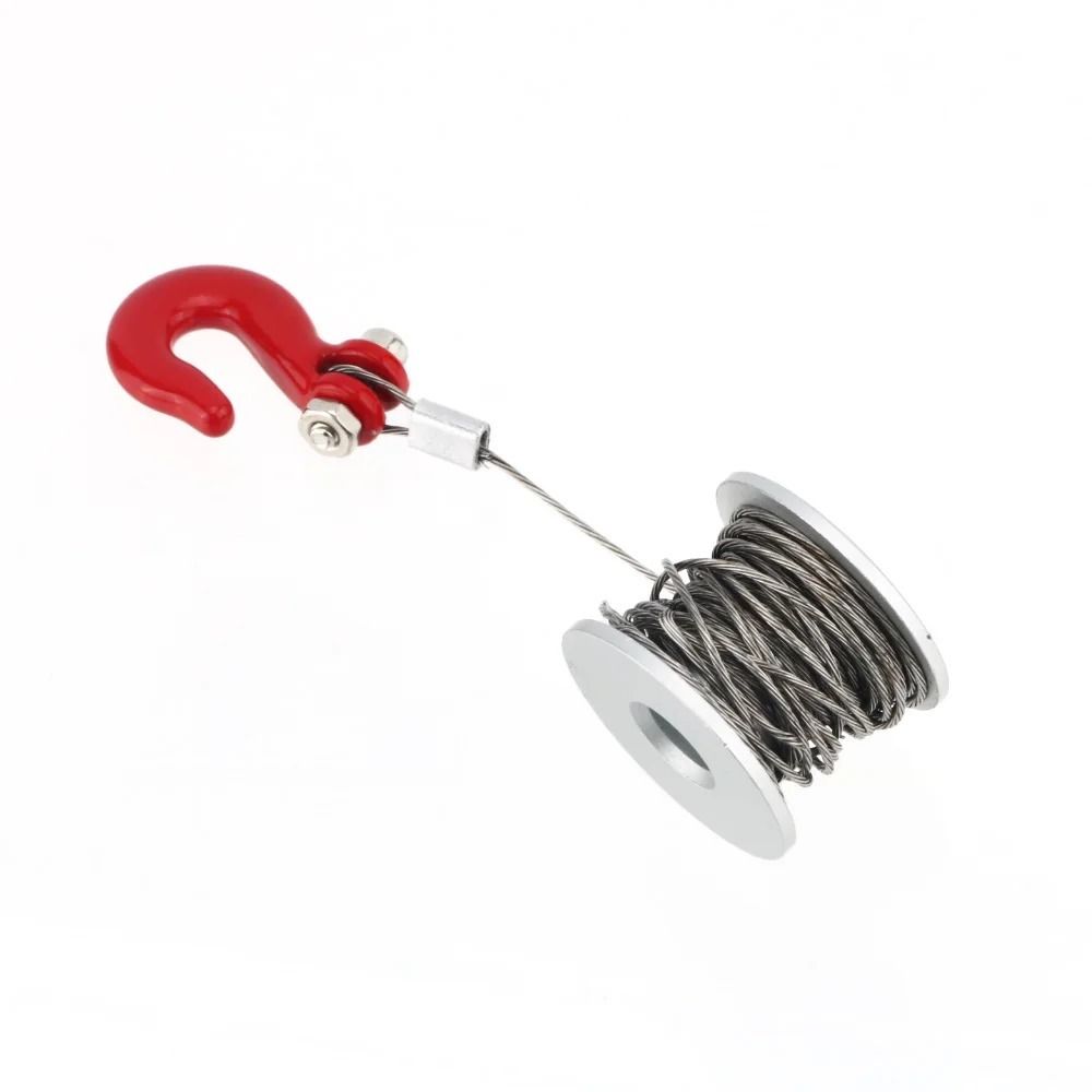 Steel Wire Rope RC Winch Spool Silver Red RC Crawler Winch Simulation Climbing Car