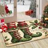 1pc Christmas Themed Doormat, Soft Flannel Non-Slip Floor Mat, Christmas Atmosphere Entrance Decorative Rug, Suitable For Entryways, Laundry Room Deco